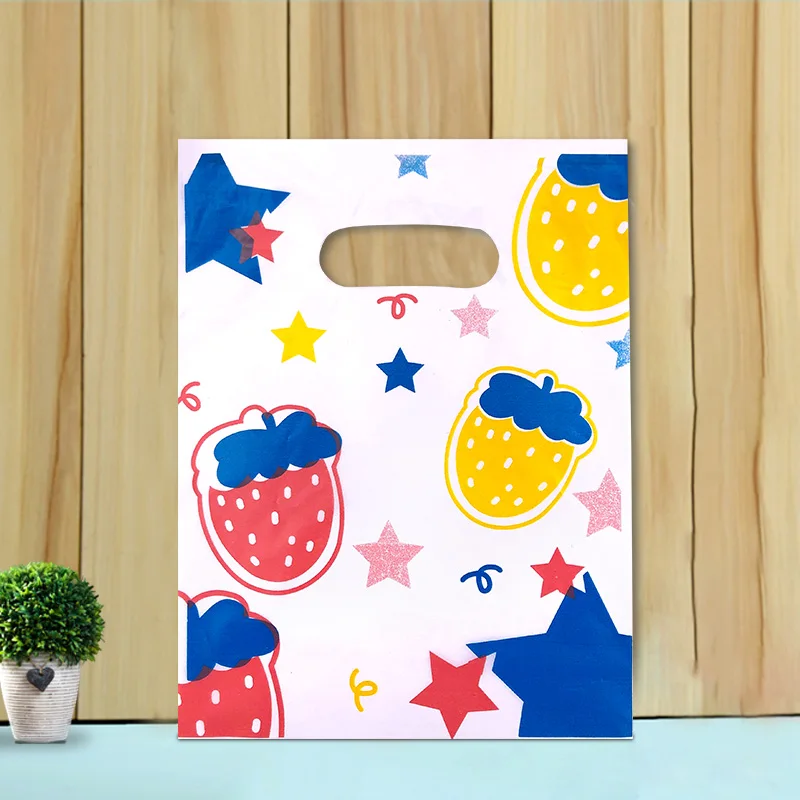 Multi Style Plastic Handle Bag 50pcs 15*20cm Small Jewelry Packing Party Favor Bags For Candy Cookie Gift box Packaging Pouches