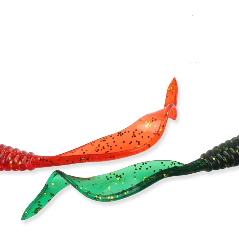 Long Tail Fishing Lure Soft Bait 13cm 6g Screw Thread Single Sickle Tails Worm Grub Artificial Lures Lot 5 Pieces Sale