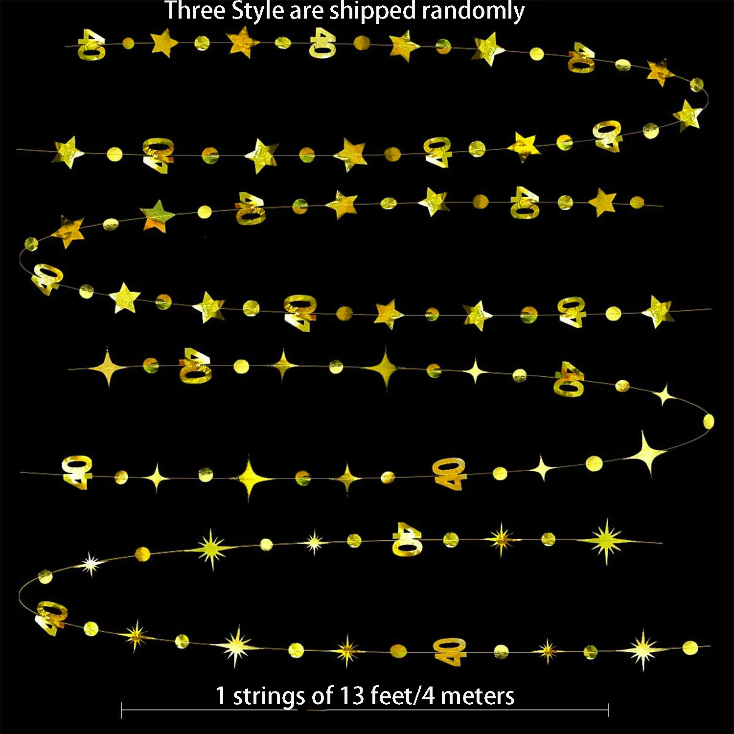 Gold 40th Birthday Banner Decorations Number 40 Circle Dot Twinkle Star Garlands Hanging Backdrop for 40 Year Old Birthday Party