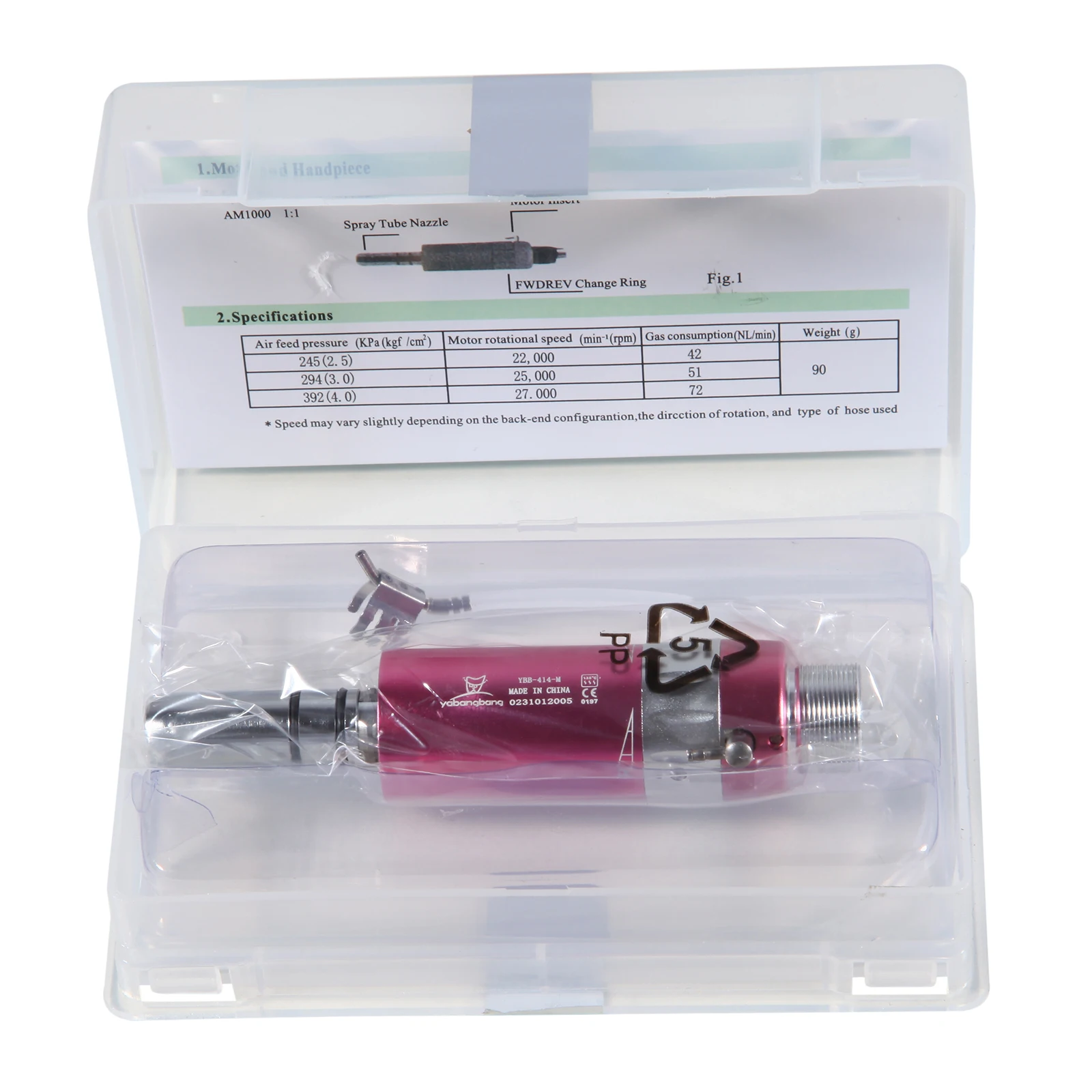 Yabangbang 2/4 Hole Dental Slow Low Speed Air Motor Micromotor Connector Fit NSK Contra Straight Handpiece Dentist Tool