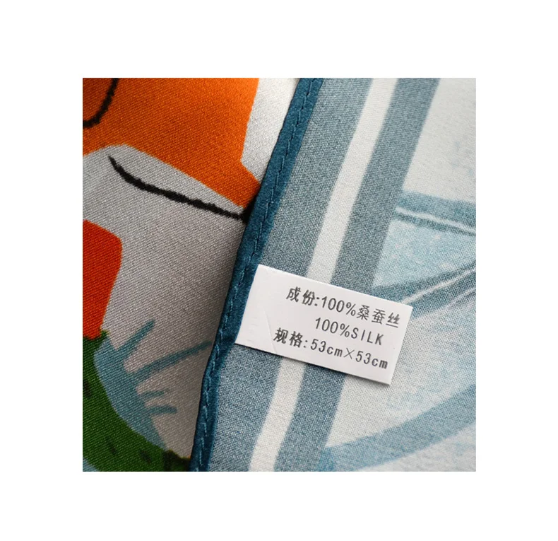 Blue lovely fox natural silk scarf women 100% real silk scarves children 50cm small square headband wrap gift for lady and baby