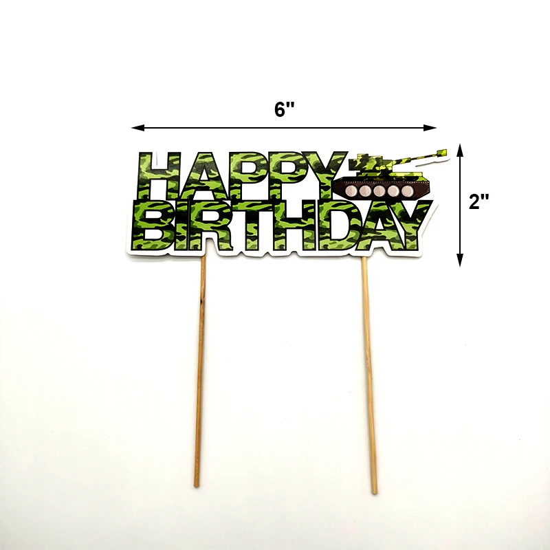 Army Birthday Party Decor Camo Cake Toppers Camouflage Tank Plane Cupcake Topper Birthday Soldier Military Party Supplies