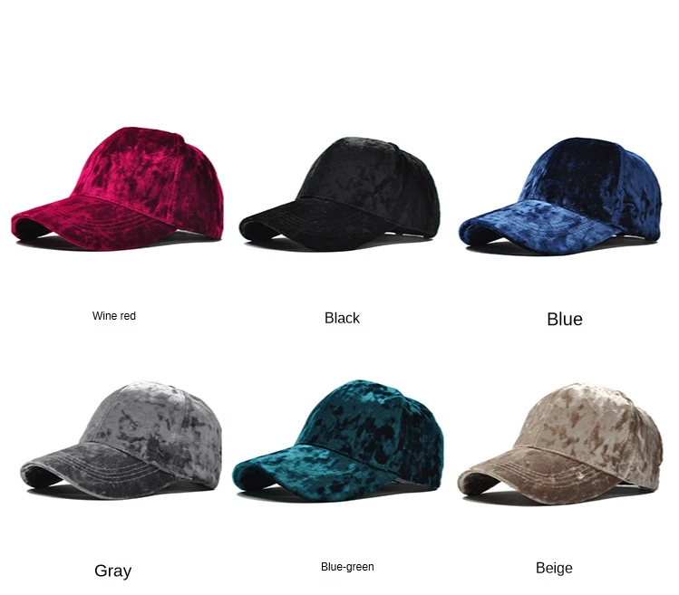 New Gold Velvet Baseball Cap Unisex Autumn and Winter Fashion Casual Curved Brim Hat Hip-hop Cap Bob