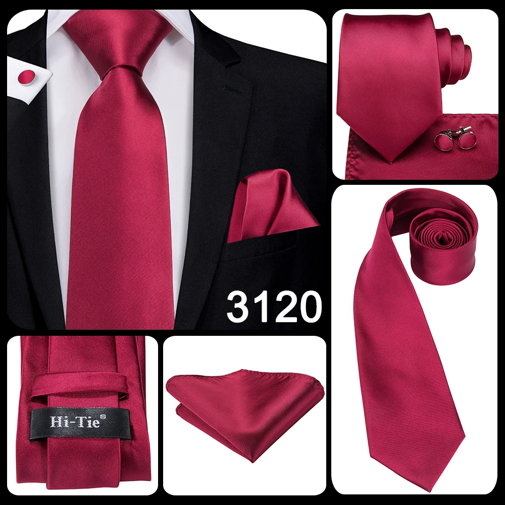 Mens Gift Tie Set Red Wine Burgundy Paisley Wedding Floral Maroon NeckTie For Men Fashion Design Hanky Cufflinks silk Business