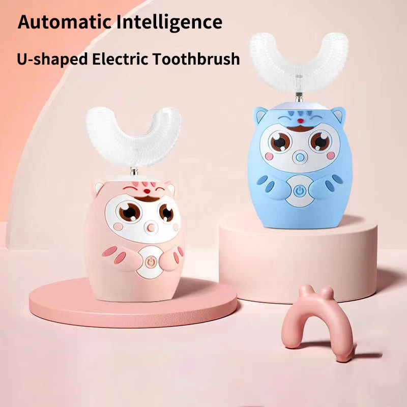 360 Degrees Intelligent Automatic Electric Toothbrush for Kids Children Rechargeable U Shaped Smart Sonic Tooth Brush Waterproof