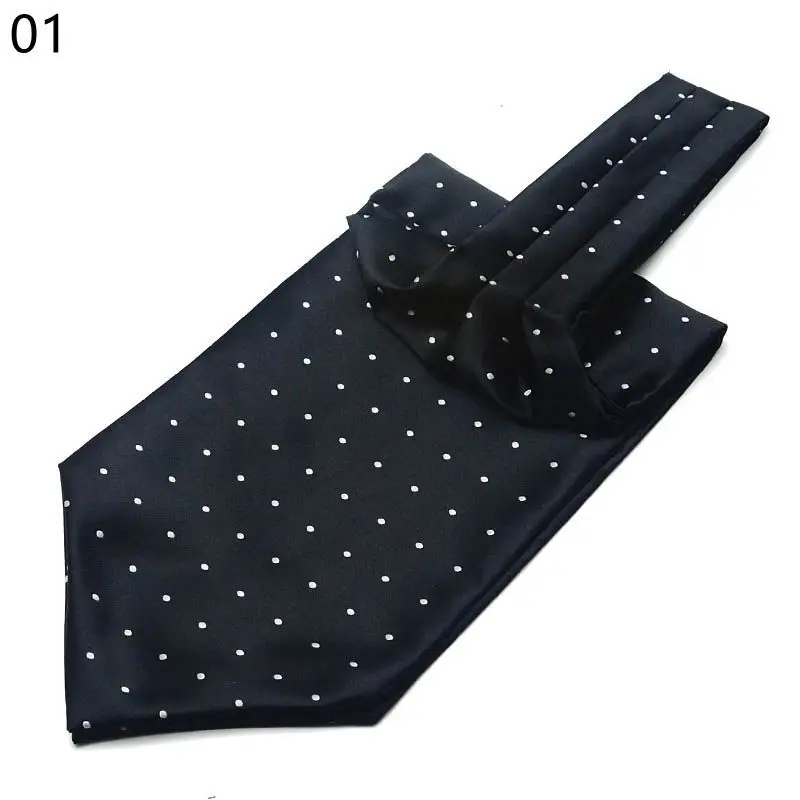 Men Vintage Polka Dot Wedding Formal Cravat Ascot Self British Style Gentleman Polyester Silk Paisley Neck Tie Suit Wedding