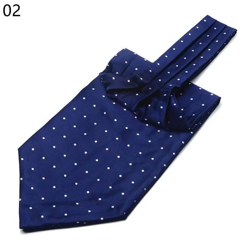 Men Vintage Polka Dot Wedding Formal Cravat Ascot Self British Style Gentleman Polyester Silk Paisley Neck Tie Suit Wedding