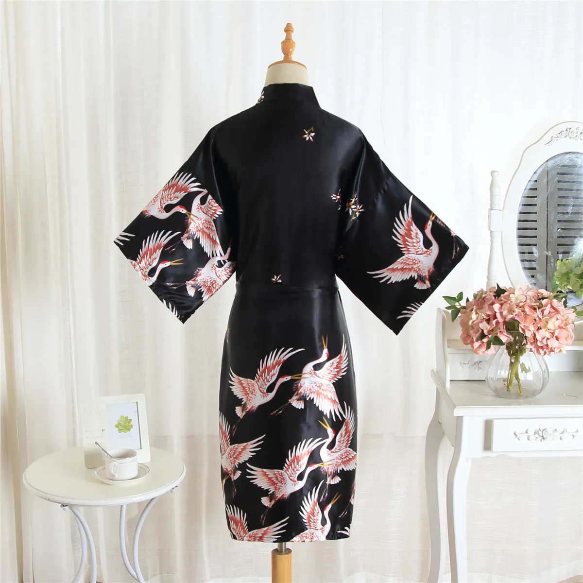 Satin Sleepwear Women Brides Wedding Robe Sleepwear Silky Nightgown Casual Bathrobe Animal Rayon Long Nightgown Kimono Bathrobe