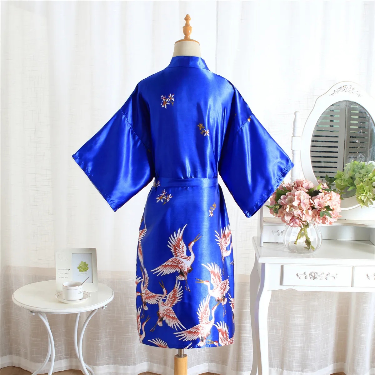 Satin Sleepwear Women Brides Wedding Robe Sleepwear Silky Nightgown Casual Bathrobe Animal Rayon Long Nightgown Kimono Bathrobe