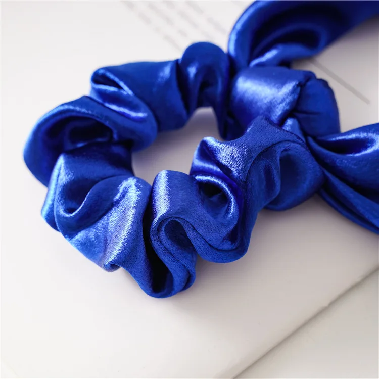 Shiny Silk Long Ribbon Scrunchies Elastic Hair Bands Women Girls Bow Knot Scraf Ponytail Holder Hair Ties Hair Accessories