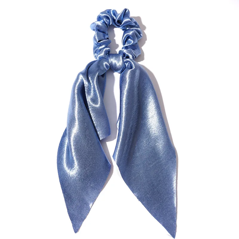 Shiny Silk Long Ribbon Scrunchies Elastic Hair Bands Women Girls Bow Knot Scraf Ponytail Holder Hair Ties Hair Accessories
