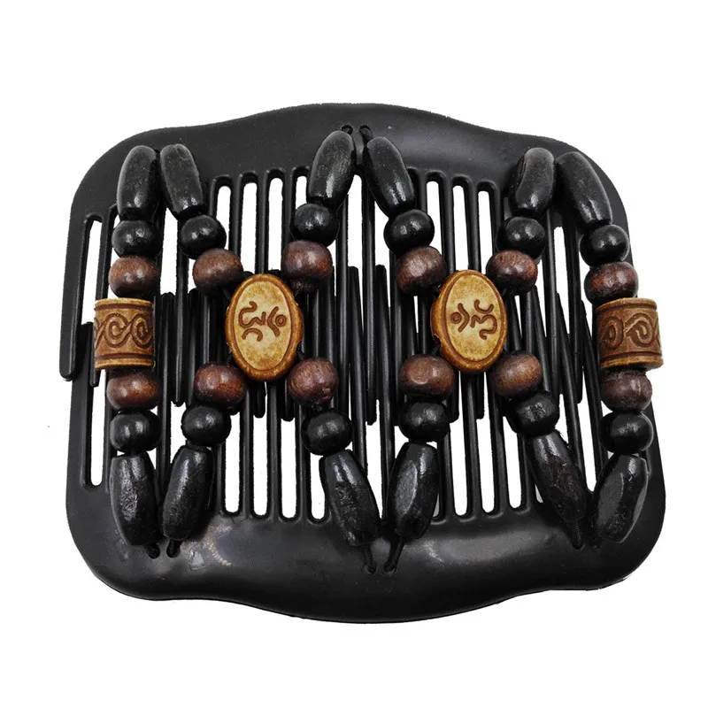 Vintage Magic Hair Comb Women Elastic Beads Hair Accessories Bun Holder Hair Clips Claw Comb-Stay Stretchy Headwear Hair Styling