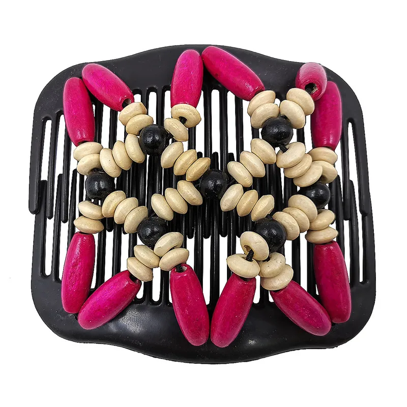 Vintage Magic Hair Comb Women Elastic Beads Hair Accessories Bun Holder Hair Clips Claw Comb-Stay Stretchy Headwear Hair Styling