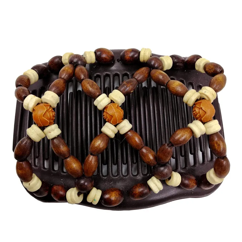 Vintage Magic Hair Comb Women Elastic Beads Hair Accessories Bun Holder Hair Clips Claw Comb-Stay Stretchy Headwear Hair Styling