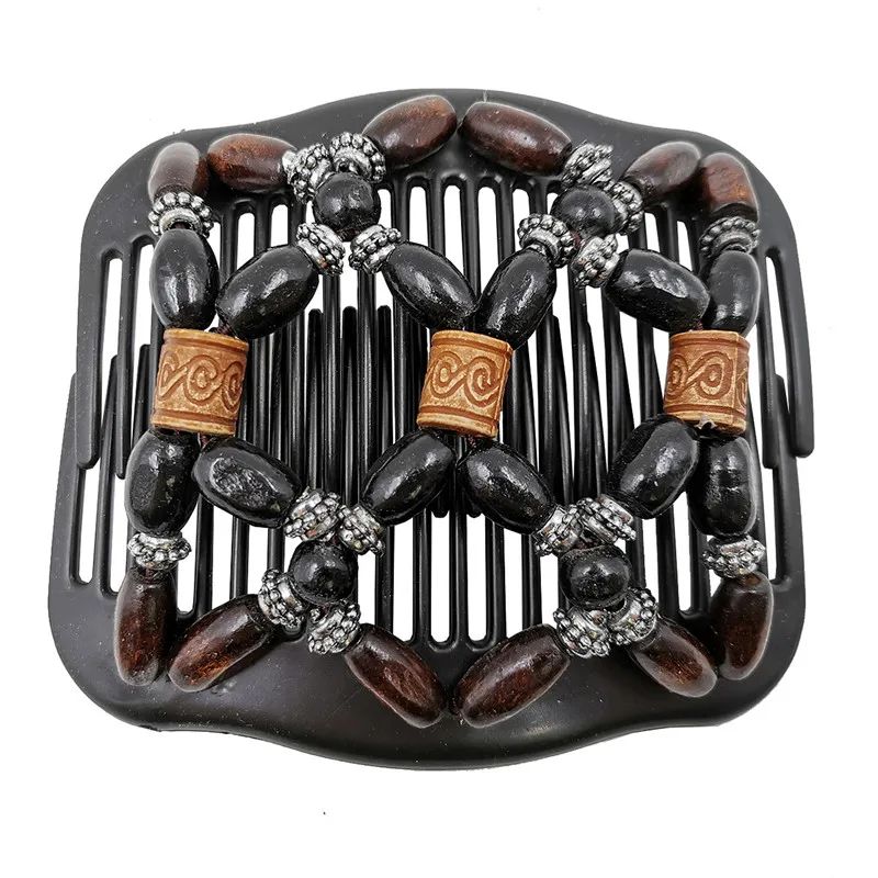 Vintage Magic Hair Comb Women Elastic Beads Hair Accessories Bun Holder Hair Clips Claw Comb-Stay Stretchy Headwear Hair Styling