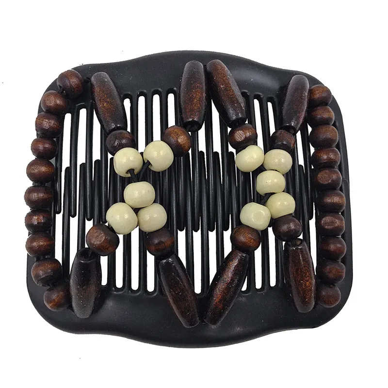 Vintage Magic Hair Comb Women Elastic Beads Hair Accessories Bun Holder Hair Clips Claw Comb-Stay Stretchy Headwear Hair Styling