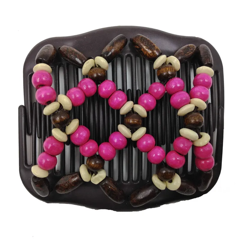 Vintage Magic Hair Comb Women Elastic Beads Hair Accessories Bun Holder Hair Clips Claw Comb-Stay Stretchy Headwear Hair Styling