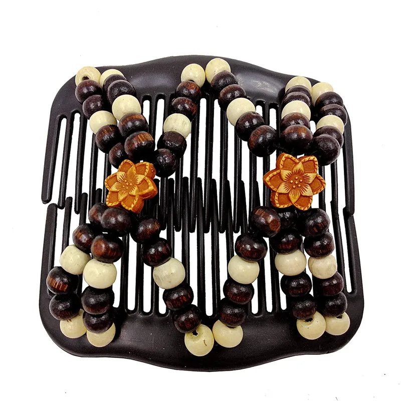 Vintage Magic Hair Comb Women Elastic Beads Hair Accessories Bun Holder Hair Clips Claw Comb-Stay Stretchy Headwear Hair Styling