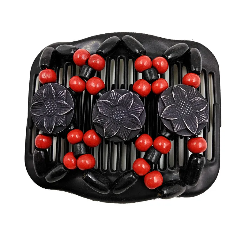 Vintage Magic Hair Comb Women Elastic Beads Hair Accessories Bun Holder Hair Clips Claw Comb-Stay Stretchy Headwear Hair Styling