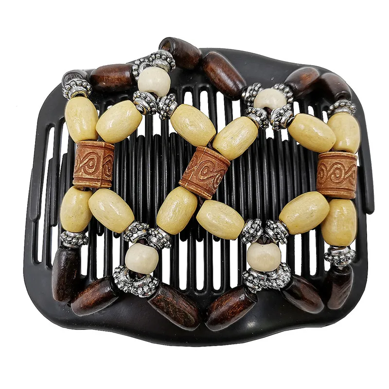Vintage Magic Hair Comb Women Elastic Beads Hair Accessories Bun Holder Hair Clips Claw Comb-Stay Stretchy Headwear Hair Styling