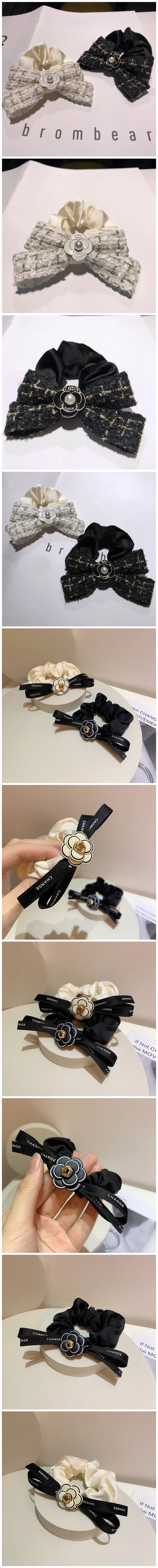Women Elegant Camellia Hair Clips Wedding Accessories Hairpins Chic France Handmade White Flower Hair Tie Bow Knot Tie Barrette
