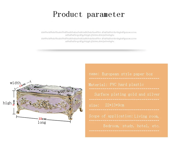 European style hotel desktop living room dining room home decoration tissue box acrylic waterproof toilet dustproof tissue holde