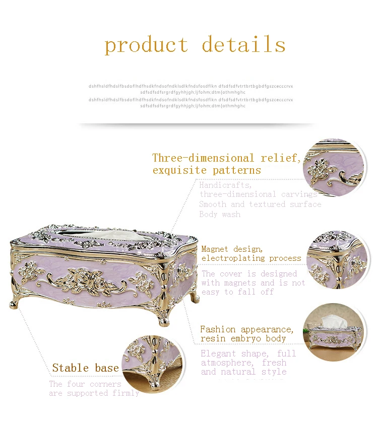 European style hotel desktop living room dining room home decoration tissue box acrylic waterproof toilet dustproof tissue holde