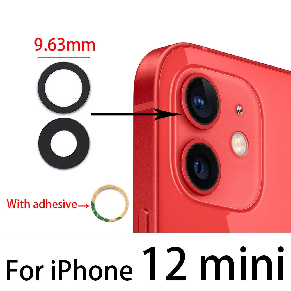 Rear Glass Camera Lens with Tape Replacement For Iphone 11 12 Pro Max Mini X XR XS 8 7 6 6S Plus