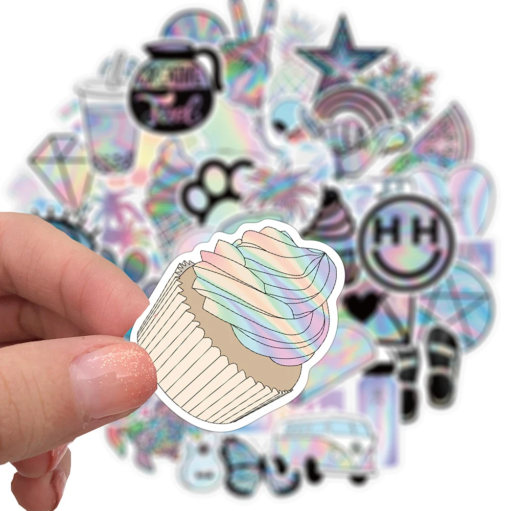 10/50PCS Mixed VSCO Holographic Laser Cartoon Stickers Luggage Skateboard Cute DIY Cool Graffiti Girl Gradient Sticker Decals
