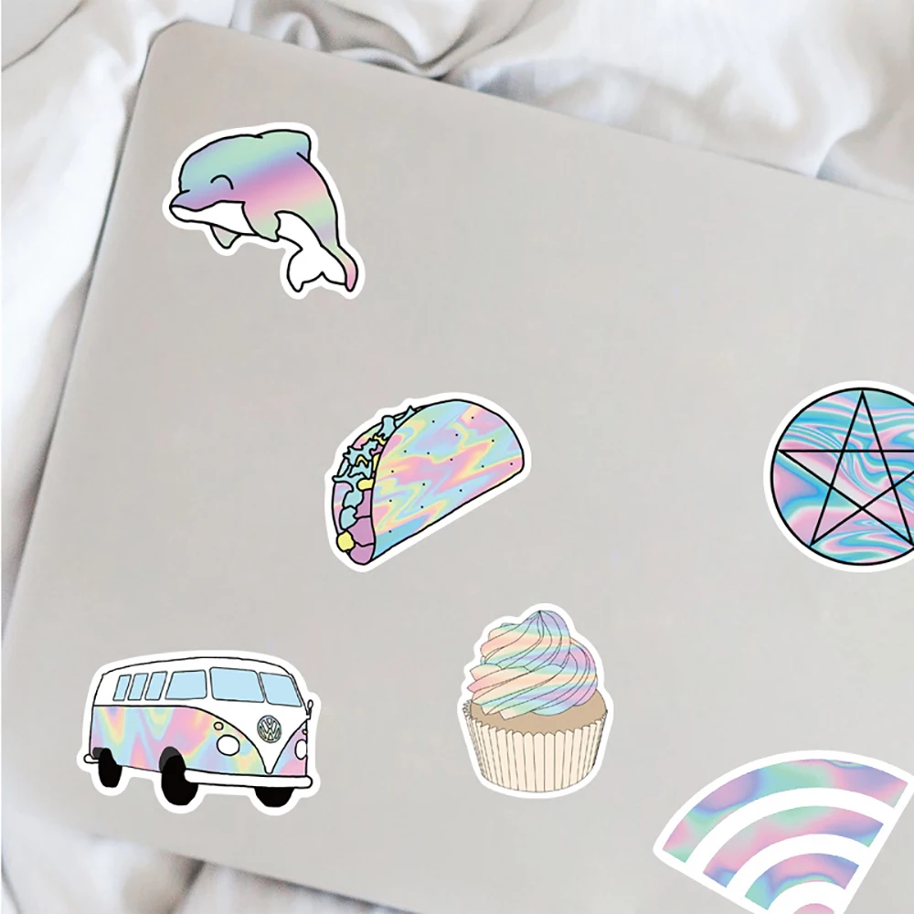 10/50PCS Mixed VSCO Holographic Laser Cartoon Stickers Luggage Skateboard Cute DIY Cool Graffiti Girl Gradient Sticker Decals