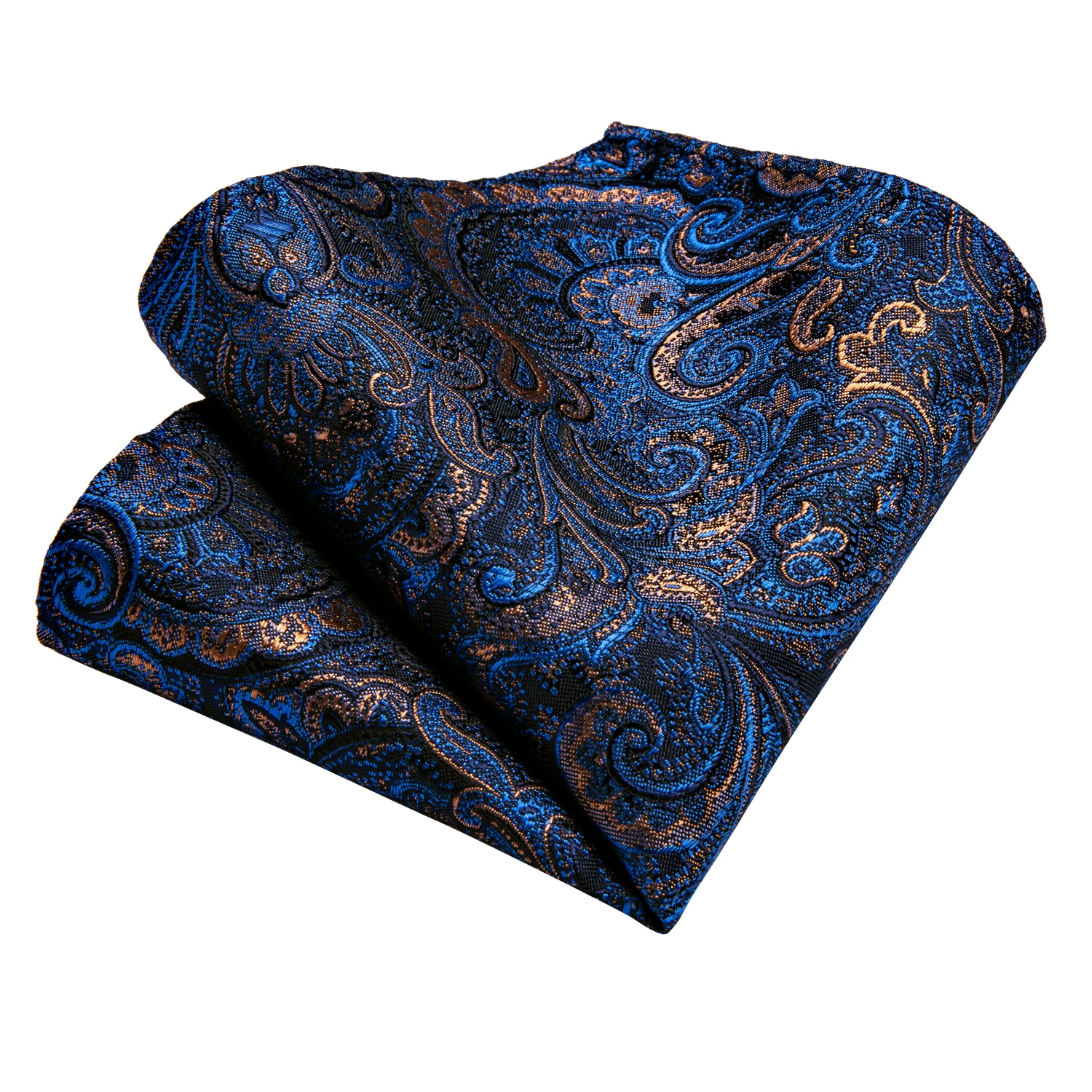 Luxury Blue Gold Paisley Ties For Men Business Wedding Neck Tie Set With Tie Ring Brooch Pin Men's Cufflinks Pocket Square