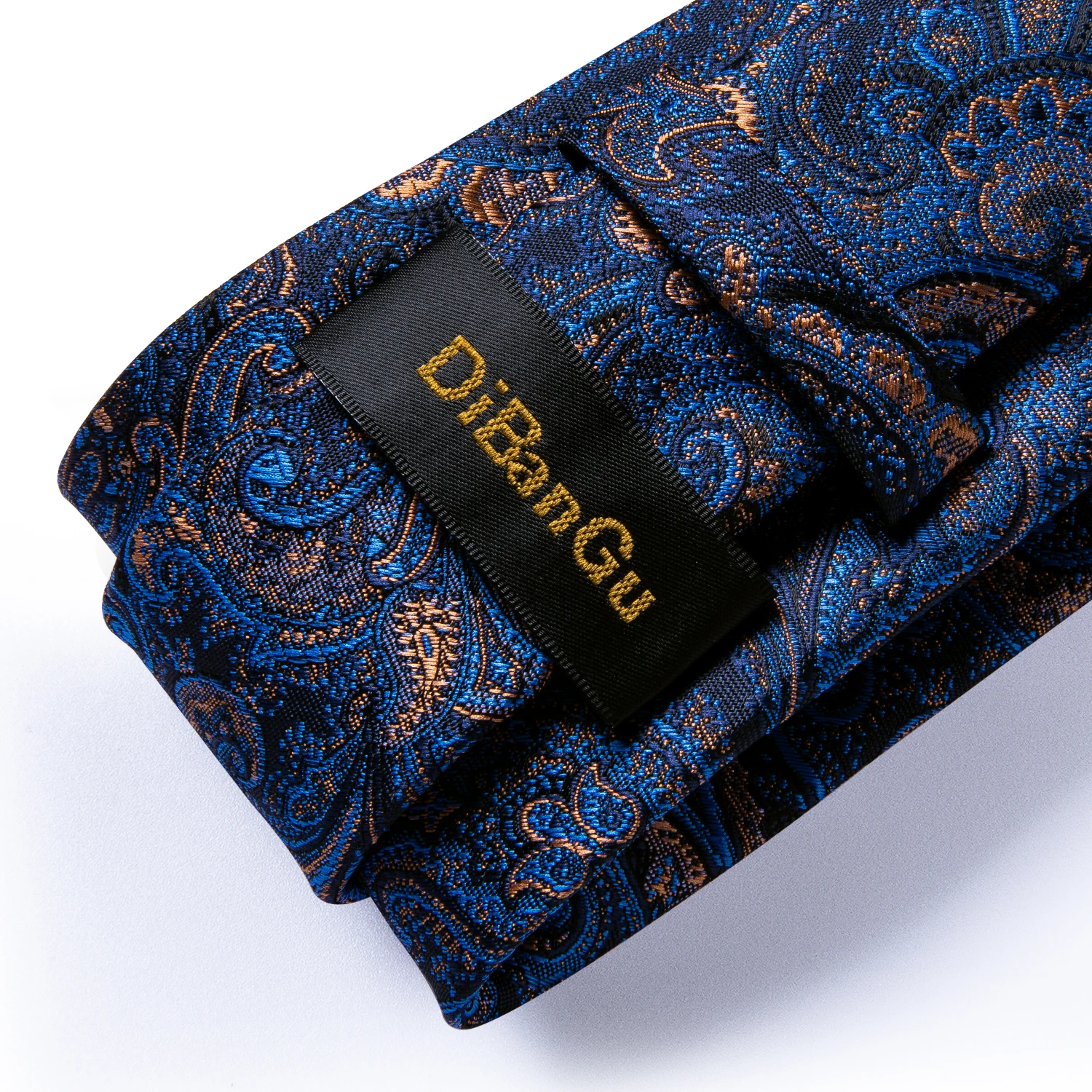 Luxury Blue Gold Paisley Ties For Men Business Wedding Neck Tie Set With Tie Ring Brooch Pin Men's Cufflinks Pocket Square