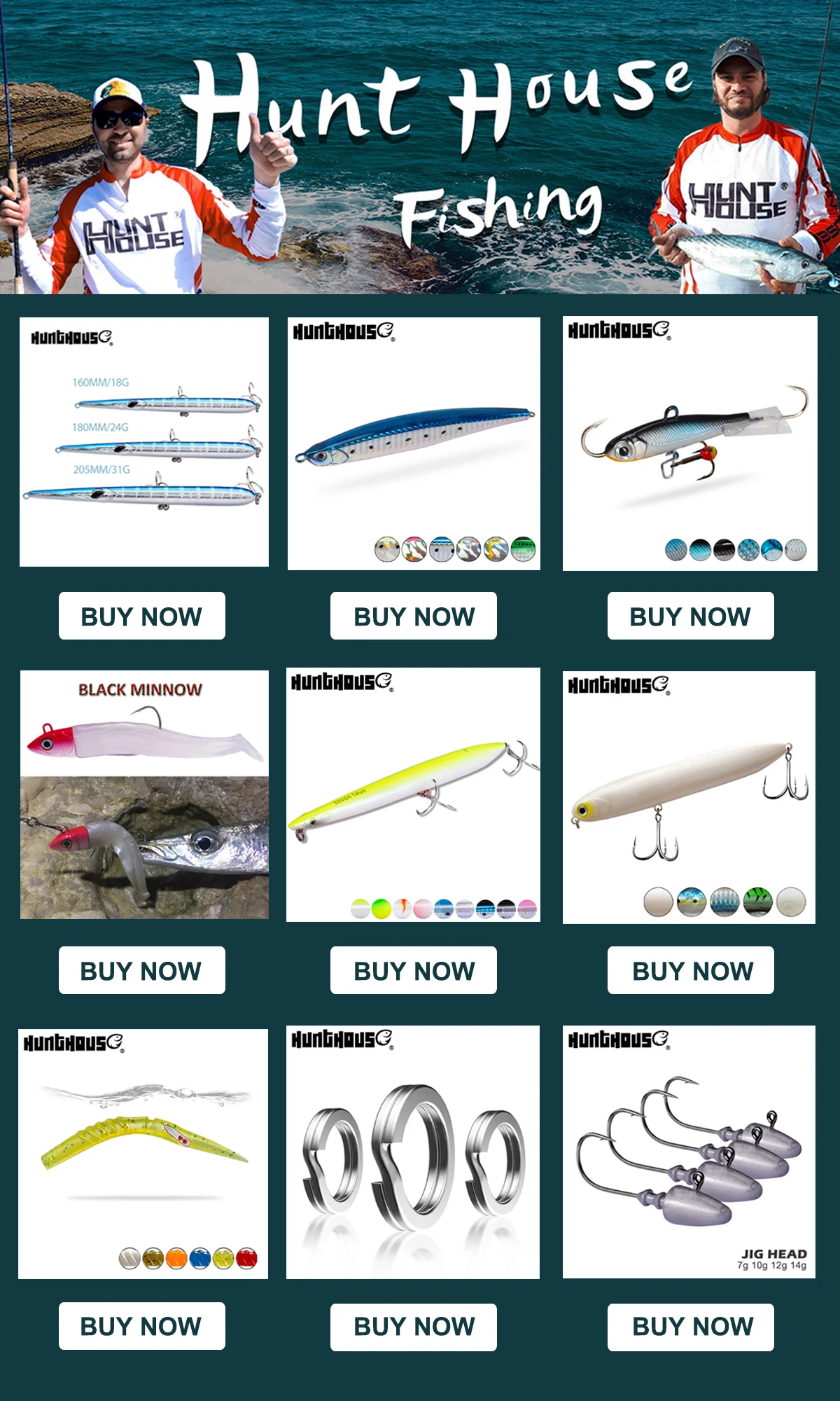 Hunthouse Fishing Press Heavy Pencil Lure 125mm/175mm 40g/50g Saltwater Sinking Sea Bass Perch Swimbait Long Casting Jerkbait
