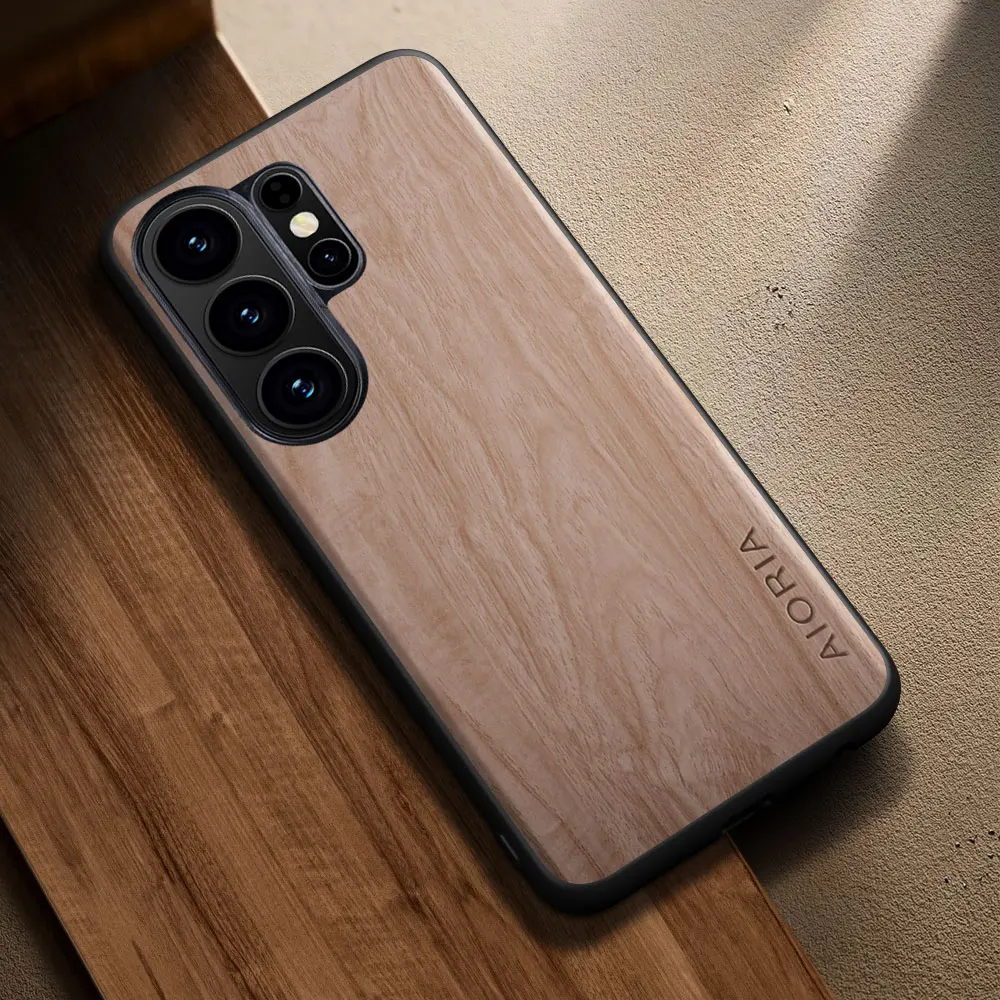 for Samsung Galaxy S26 S25 S24 S23 S22 S21 Ultra Plus Fe Edge Case coque stylish premium wood pattern PU leather phone case