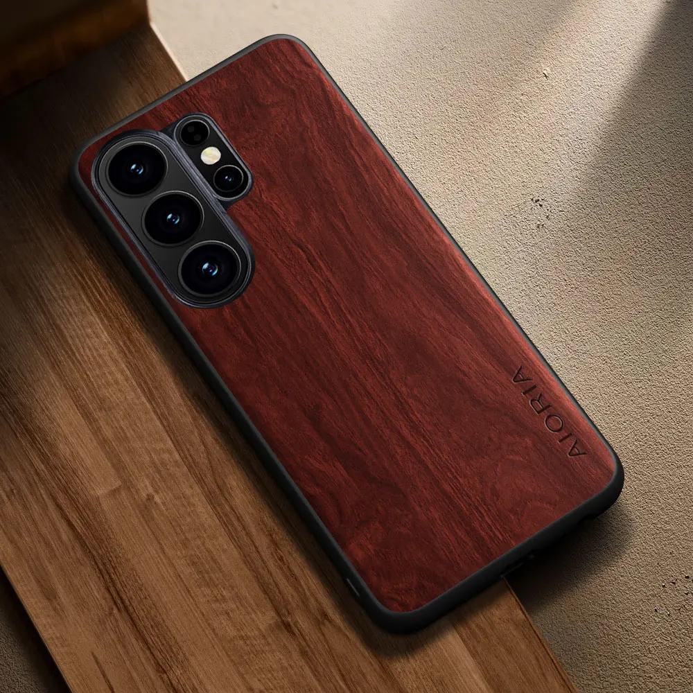 for Samsung Galaxy S26 S25 S24 S23 S22 S21 Ultra Plus Fe Edge Case coque stylish premium wood pattern PU leather phone case