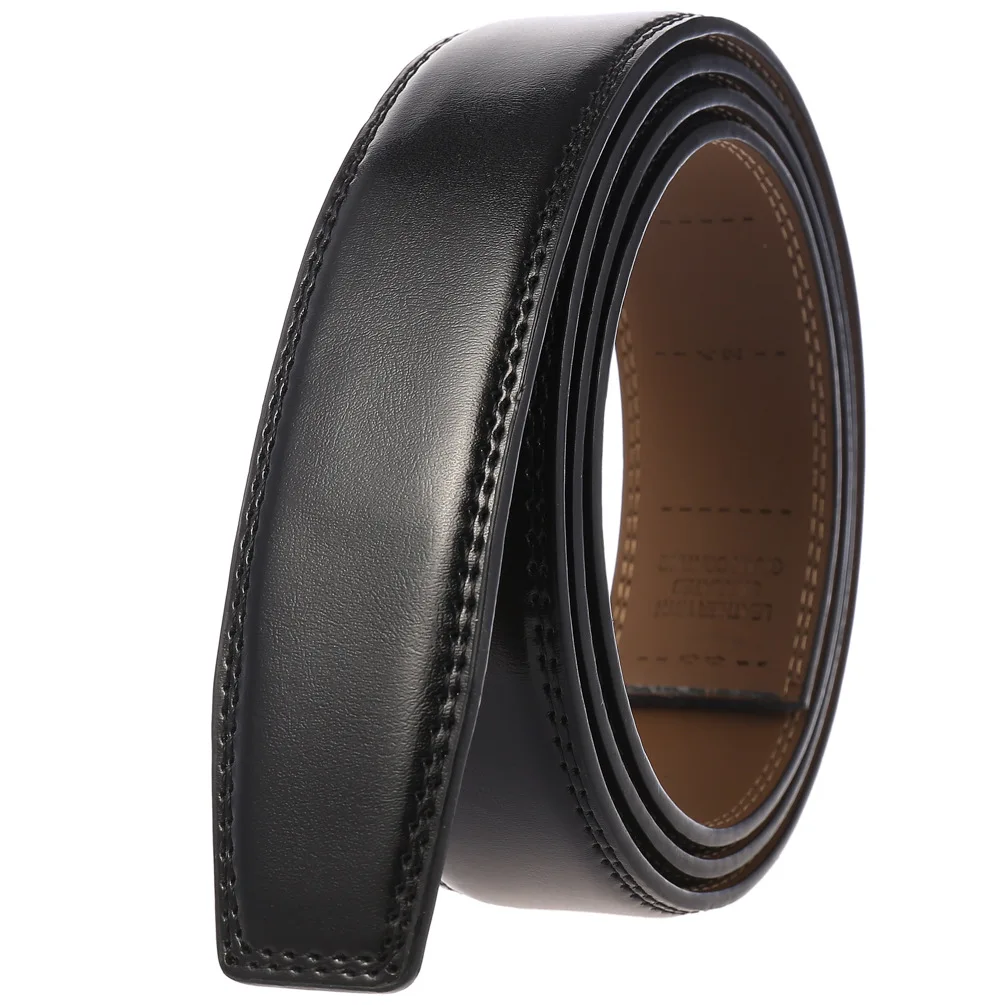 3.5cm New Luxury No Buckle Belt Brand Belt Men High Quality Male Genuine Real Leather Strap ForJeans Men's Belt Designer