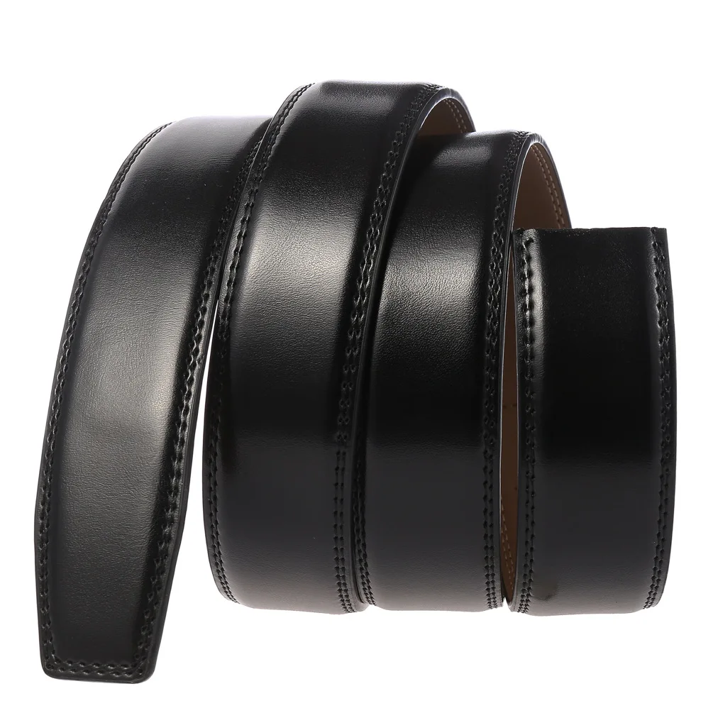 3.5cm New Luxury No Buckle Belt Brand Belt Men High Quality Male Genuine Real Leather Strap ForJeans Men's Belt Designer