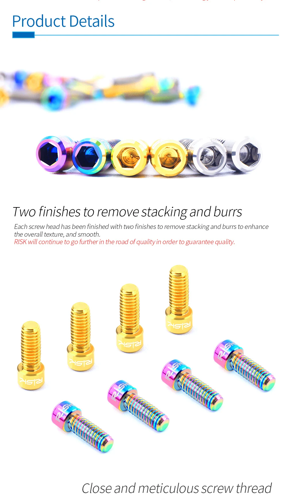RISK Bicycle Front Rear Derailleur Bolts M4x13.5 M4x20mm Titanium Mountain Road Bike Front & Rear Derailleur Stroke Adjust Screw