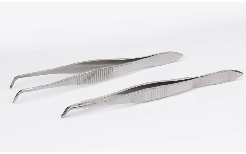 5PCS Straight/Elbow 10cm Stainless Steel Tweezers Tip Can Be Used For Laboratory Teaching Clips Practice Small Tweezers