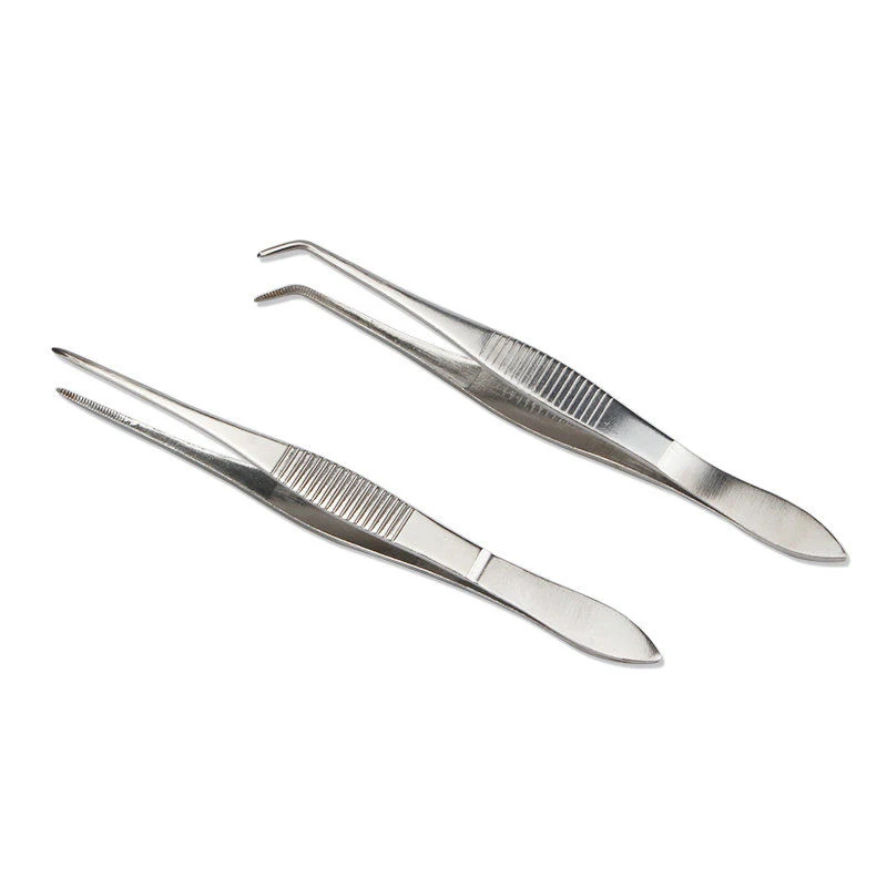 5PCS Straight/Elbow 10cm Stainless Steel Tweezers Tip Can Be Used For Laboratory Teaching Clips Practice Small Tweezers