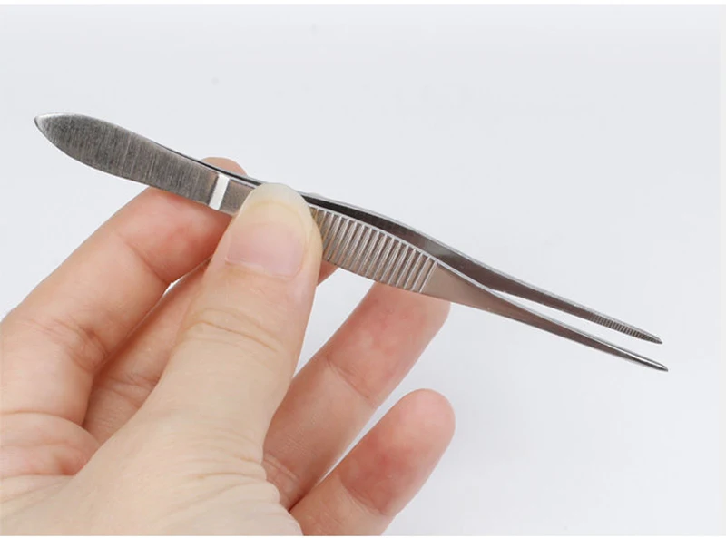 5PCS Straight/Elbow 10cm Stainless Steel Tweezers Tip Can Be Used For Laboratory Teaching Clips Practice Small Tweezers