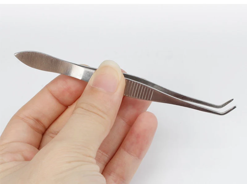 5PCS Straight/Elbow 10cm Stainless Steel Tweezers Tip Can Be Used For Laboratory Teaching Clips Practice Small Tweezers