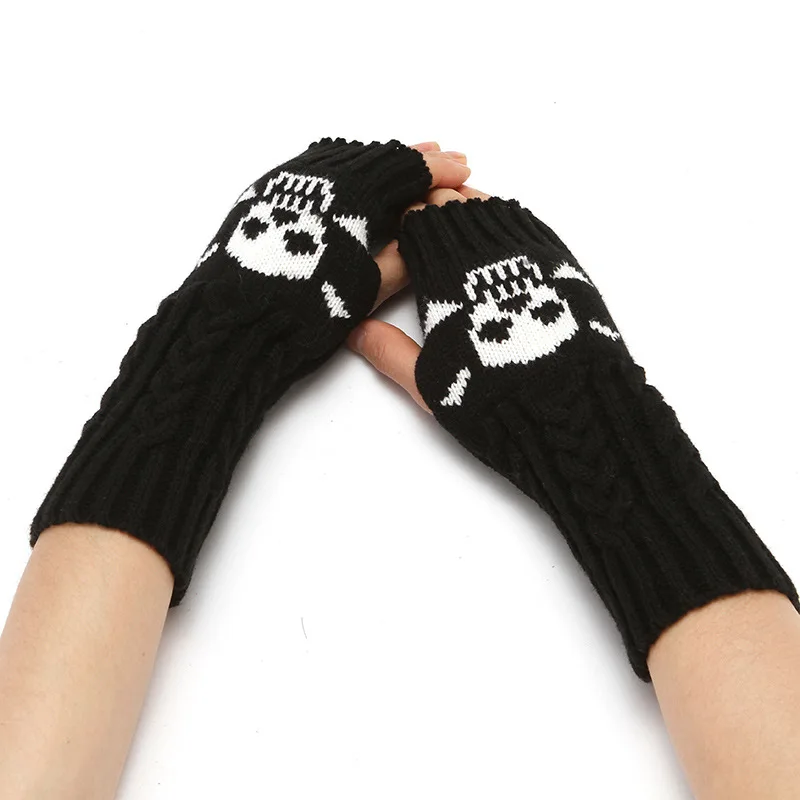 Halloween Skull Scarf Women Men Knitted Winter Warm Scarves Black White Gothic Pashmina Shawls Wrap Scarf for Halloween