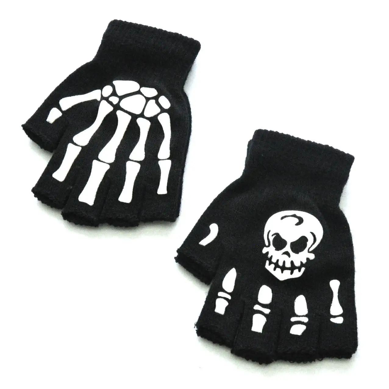 Halloween Skull Scarf Women Men Knitted Winter Warm Scarves Black White Gothic Pashmina Shawls Wrap Scarf for Halloween