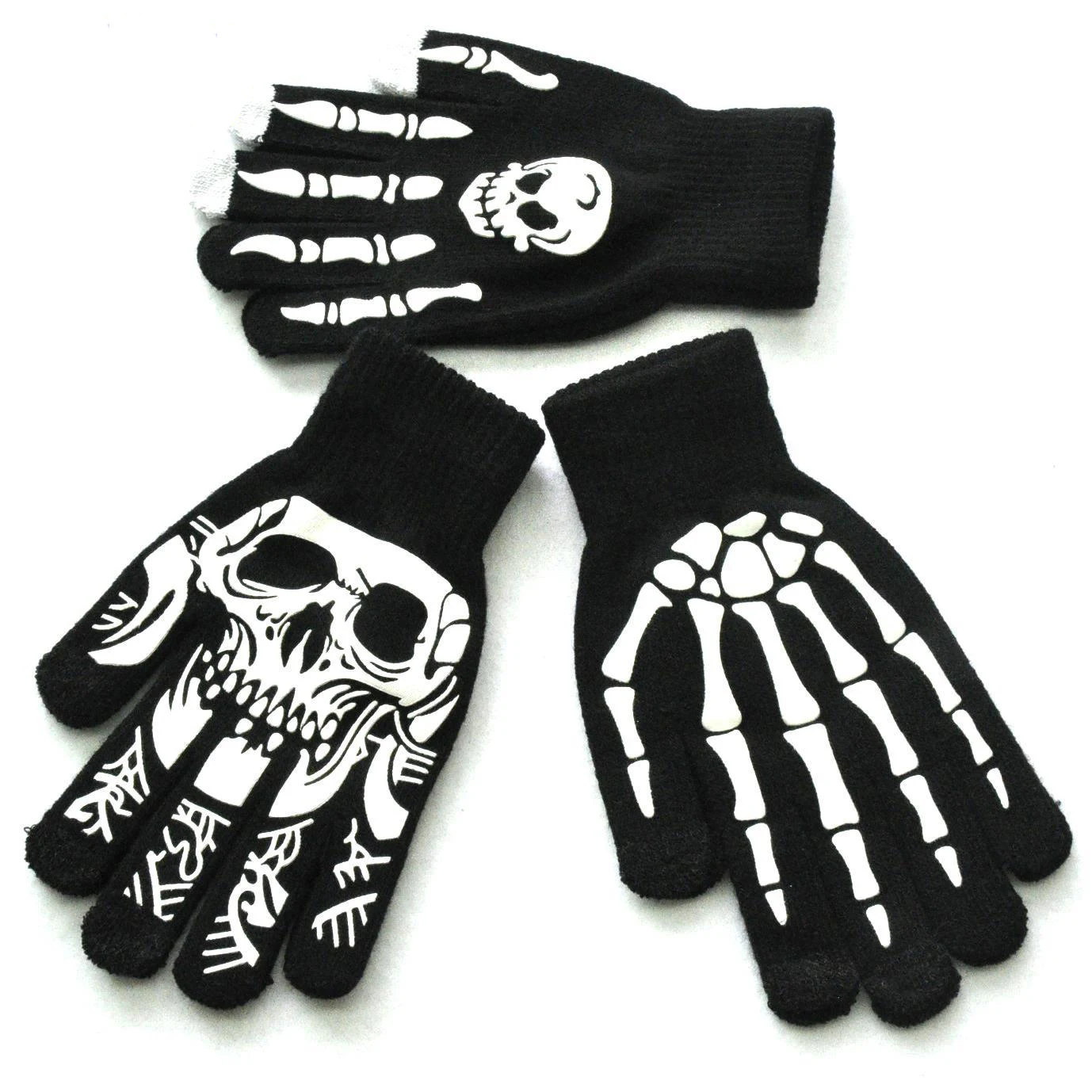 Halloween Skull Scarf Women Men Knitted Winter Warm Scarves Black White Gothic Pashmina Shawls Wrap Scarf for Halloween
