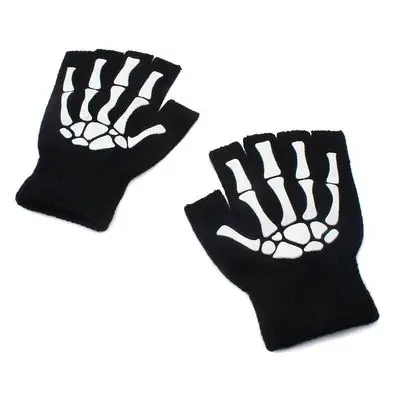 Halloween Skull Scarf Women Men Knitted Winter Warm Scarves Black White Gothic Pashmina Shawls Wrap Scarf for Halloween