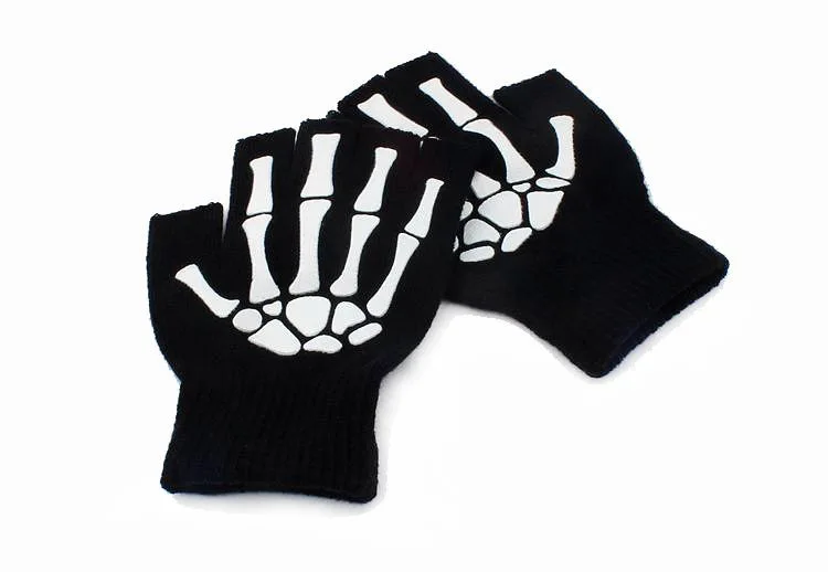 Halloween Skull Scarf Women Men Knitted Winter Warm Scarves Black White Gothic Pashmina Shawls Wrap Scarf for Halloween