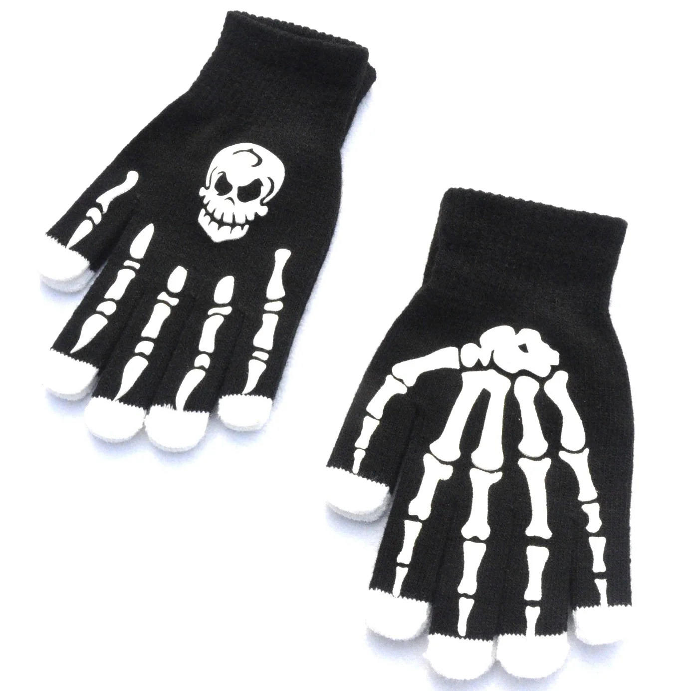 Halloween Skull Scarf Women Men Knitted Winter Warm Scarves Black White Gothic Pashmina Shawls Wrap Scarf for Halloween