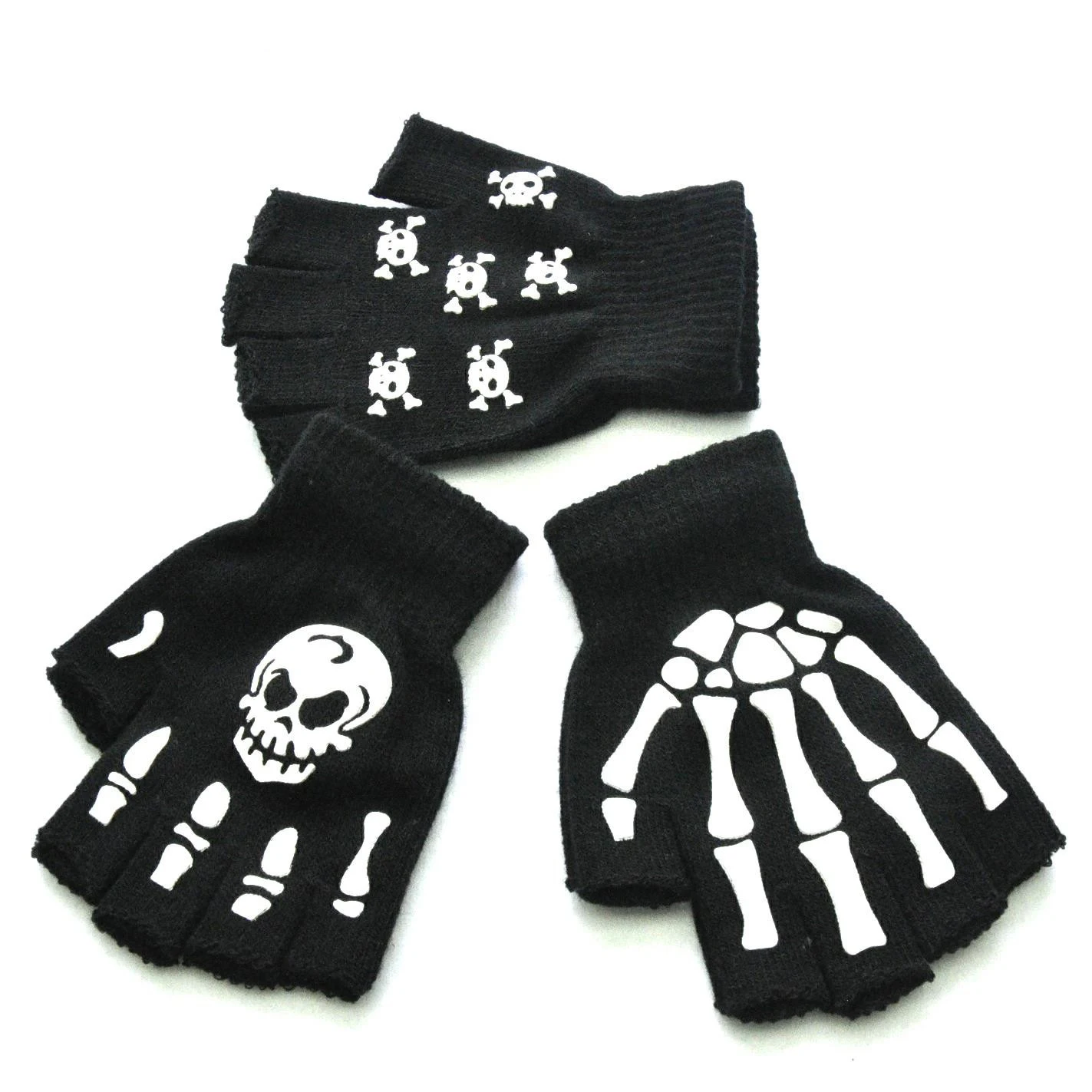 Halloween Skull Scarf Women Men Knitted Winter Warm Scarves Black White Gothic Pashmina Shawls Wrap Scarf for Halloween