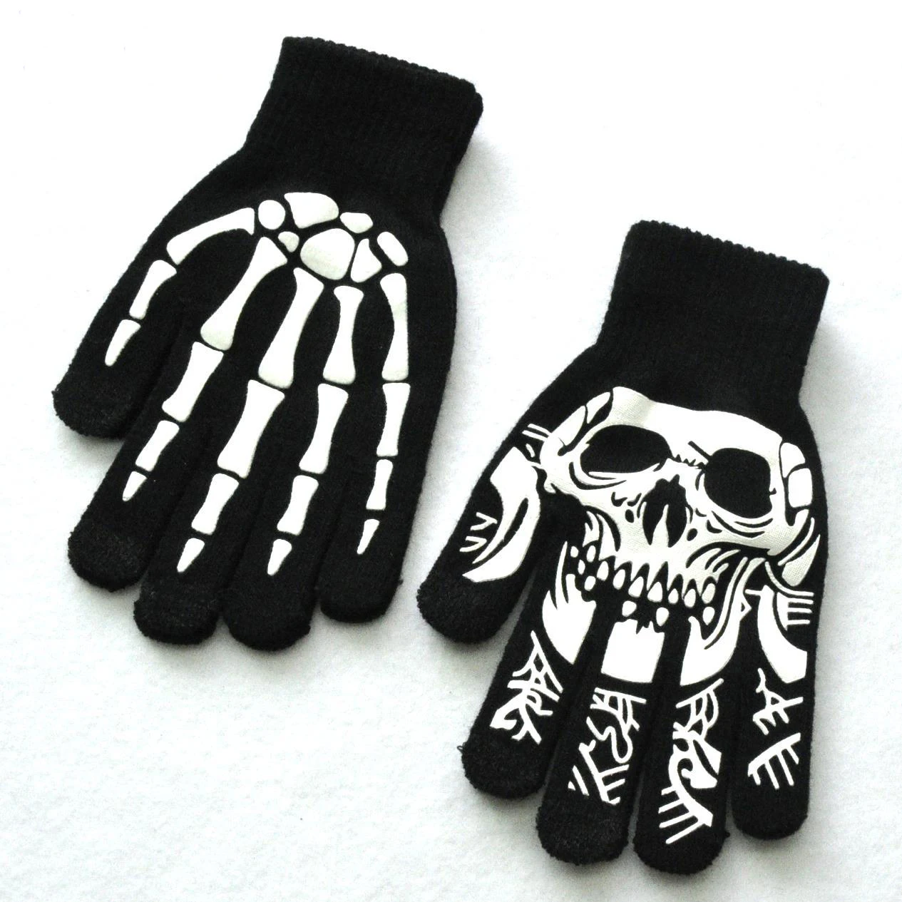 Halloween Skull Scarf Women Men Knitted Winter Warm Scarves Black White Gothic Pashmina Shawls Wrap Scarf for Halloween